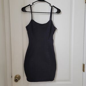 H&M Divided Size XS Washed Black Spaghetti Strap Bodycon Denim Jean Dress